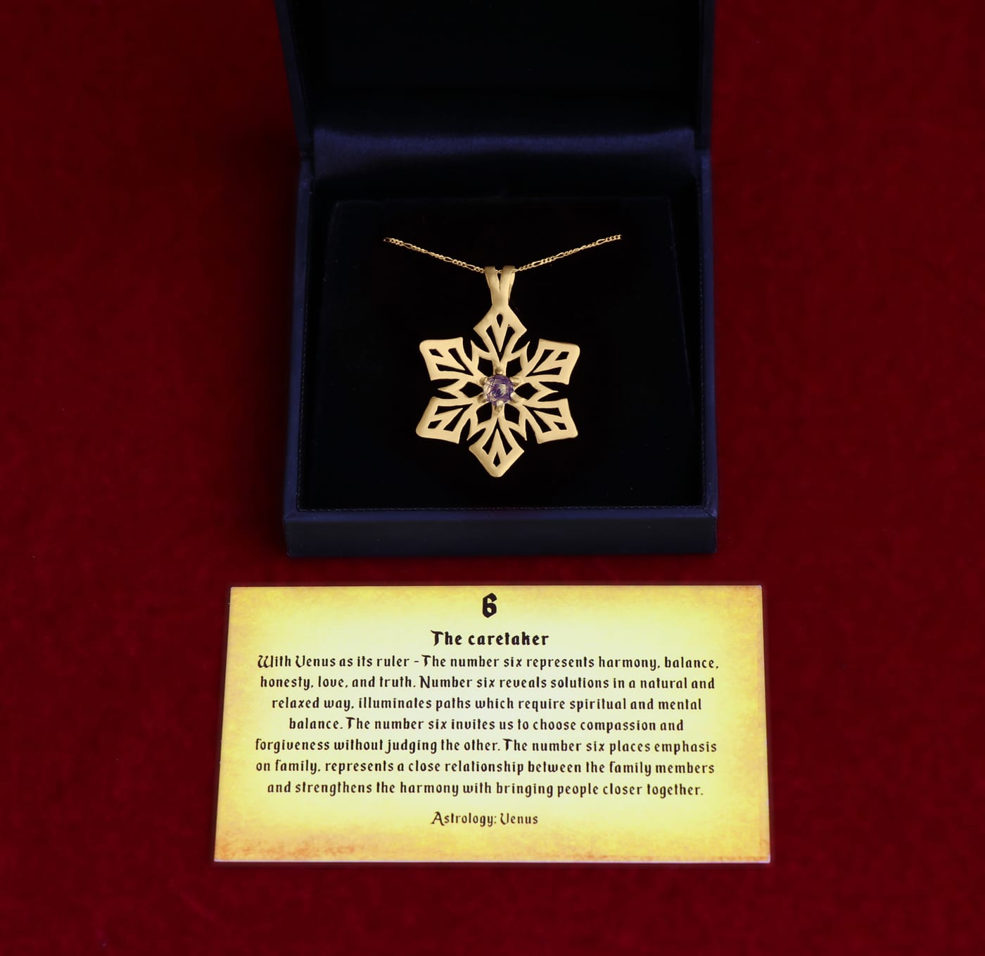 Astral Snowflake — hand-finished pendant with gemstones