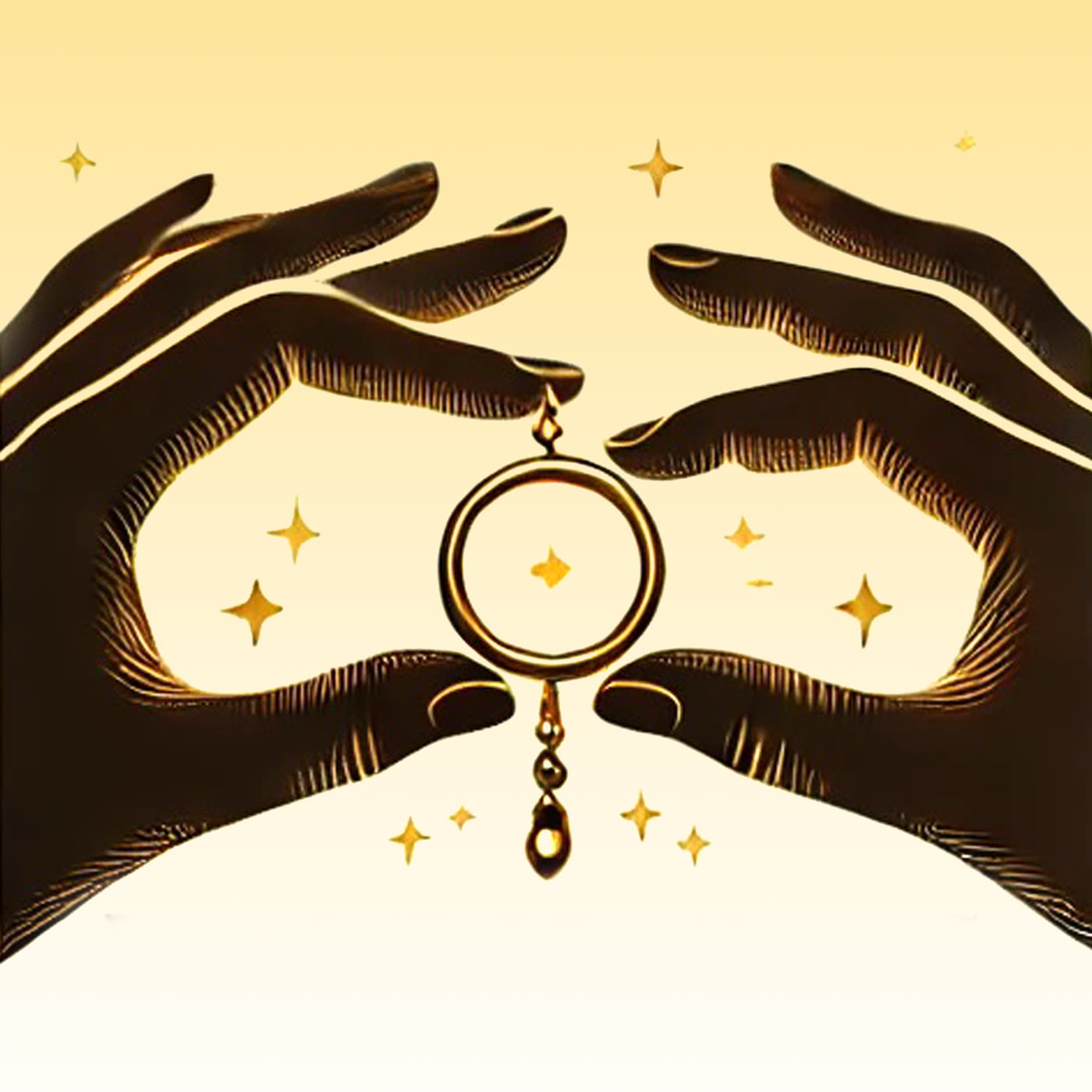 A ring held between two hands